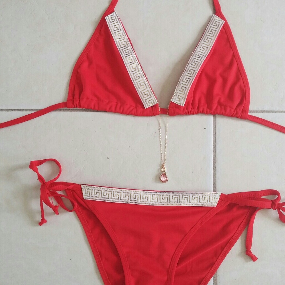 NWT Jeweled Greek Goddess Scrunch Back Bikini. - Picture 4 of 4