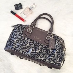 COACH Madison Ocelot Silver Leopard Large Satchel