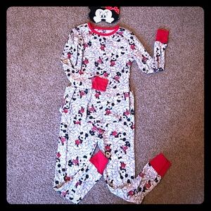 Minnie and Mickey pjs with Minnie eye mask