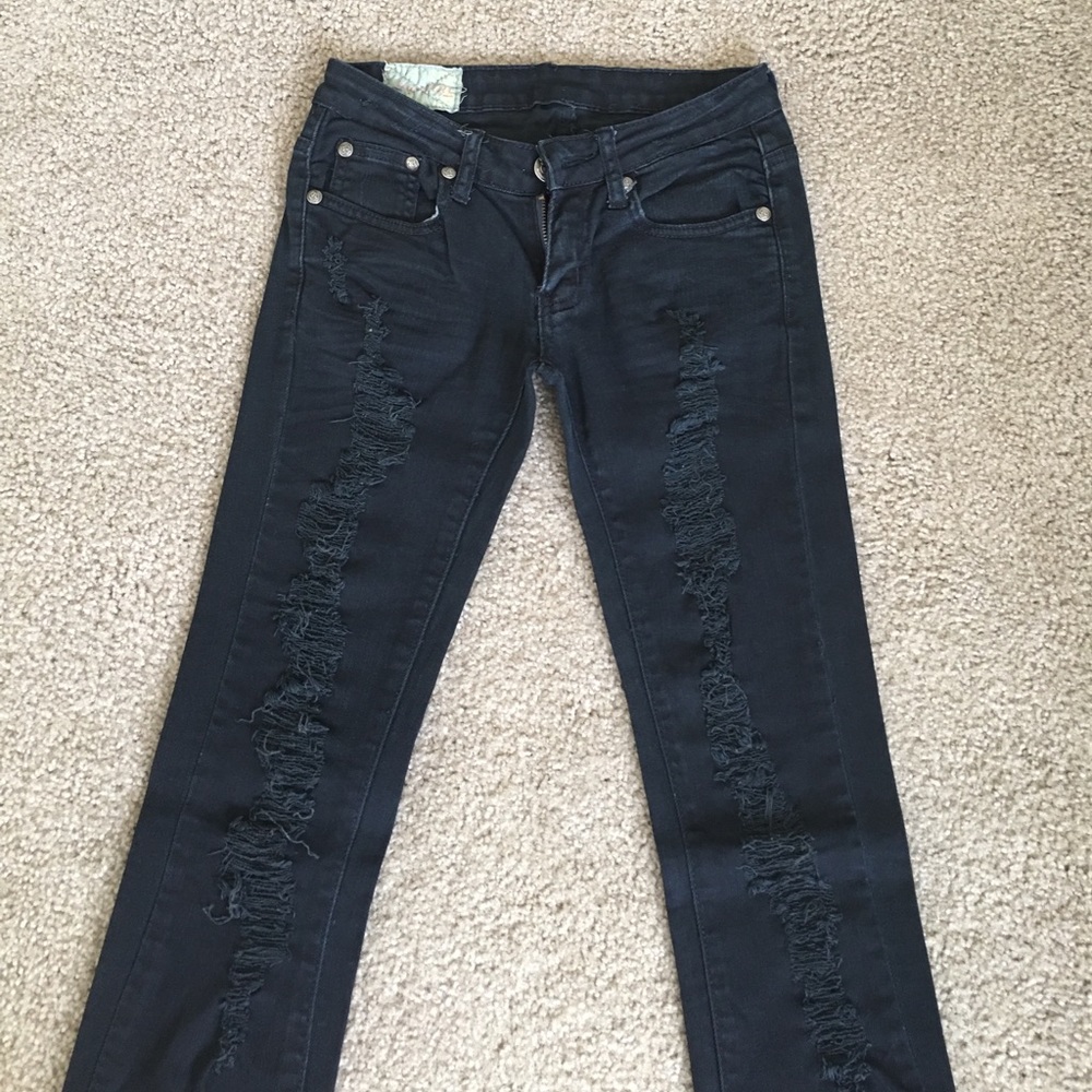 Machine Black Ripped Jeans Size 27