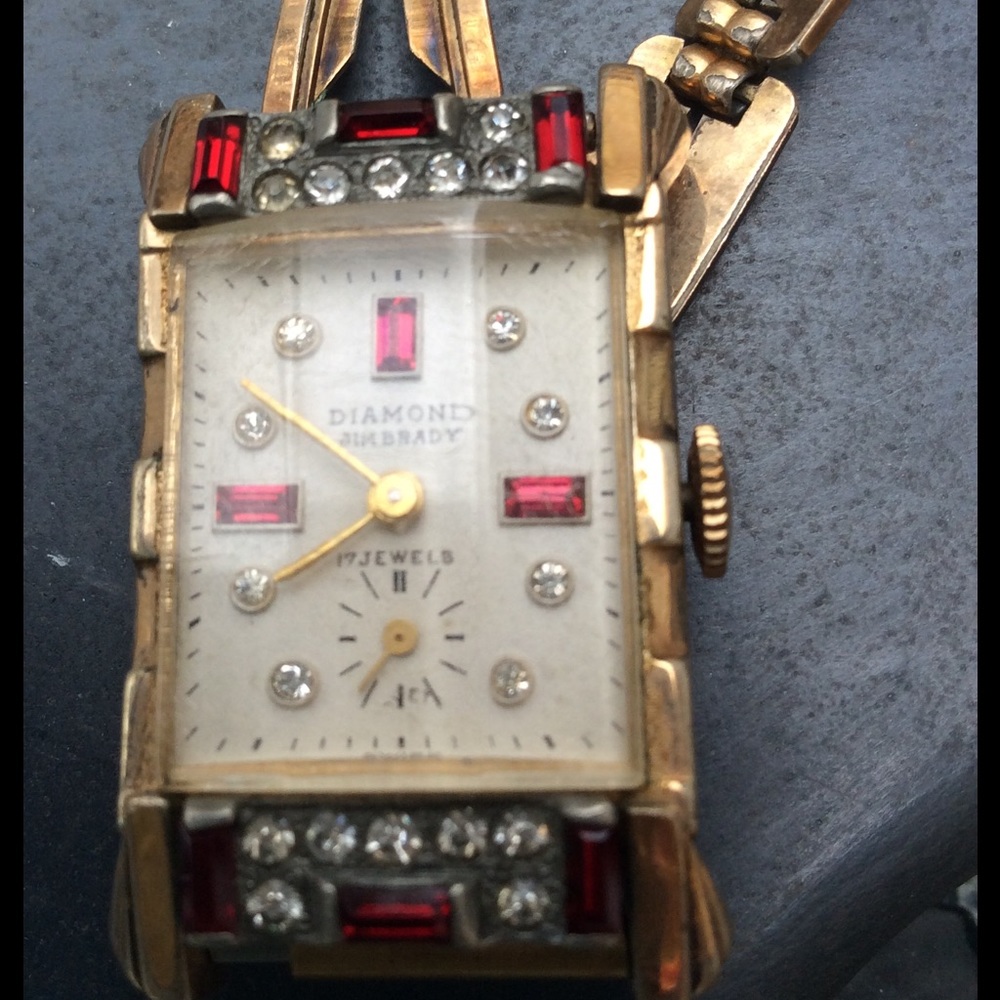 Diamond and ruby watch. 12k gold filled.