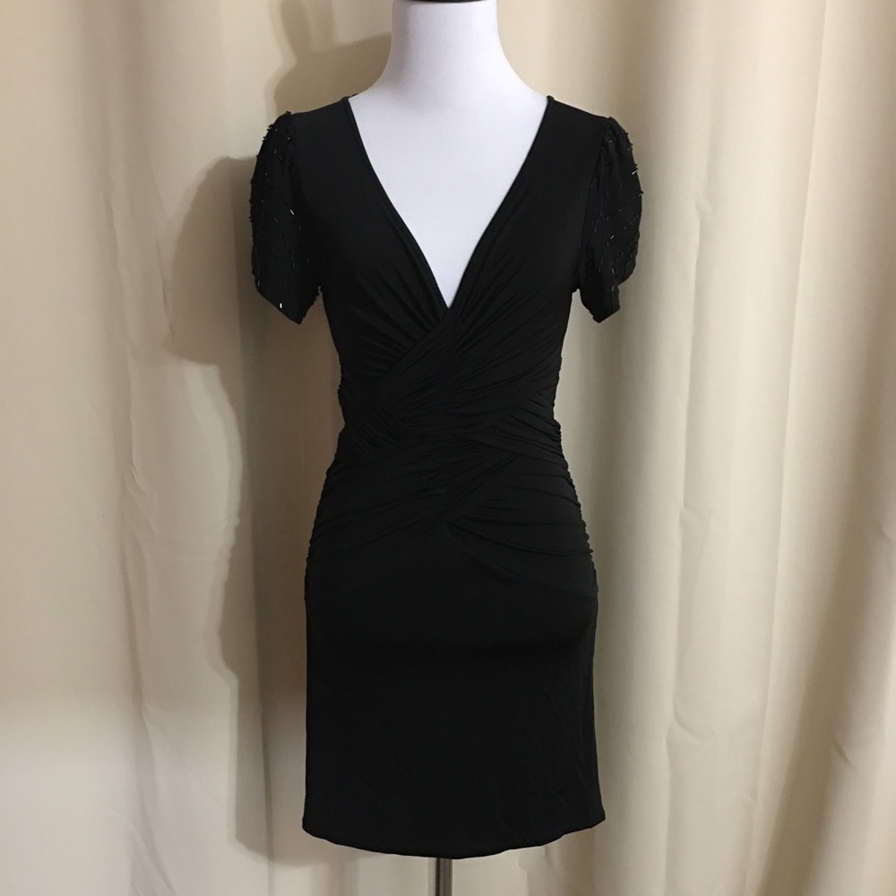 Marciano Embellished Deep V-Neck Dress
