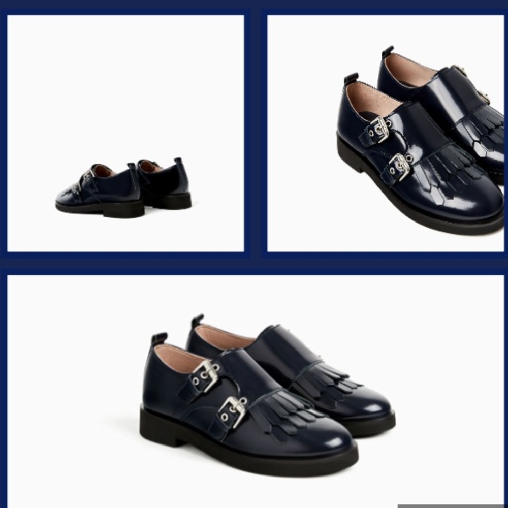 Zara/ Buckled leather shoes