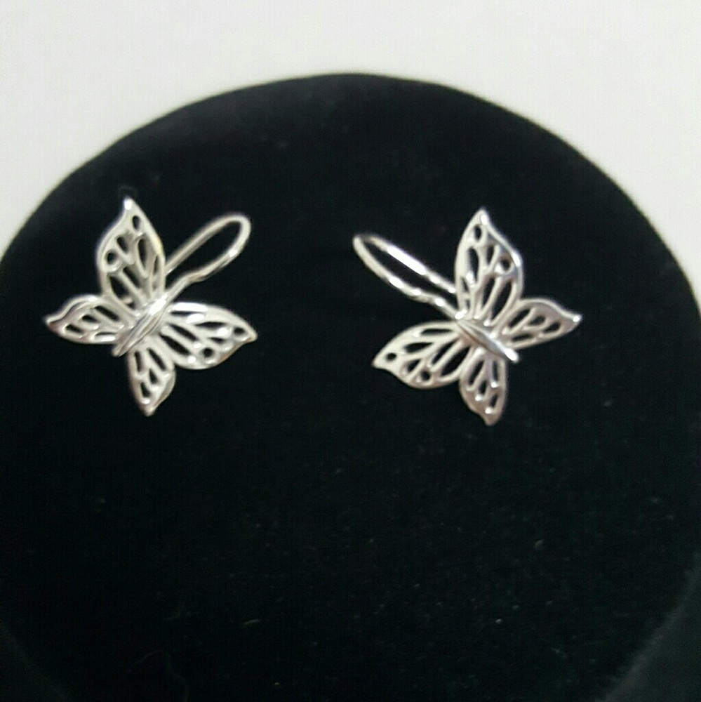 925 sterling silver butterfly dangle earrings