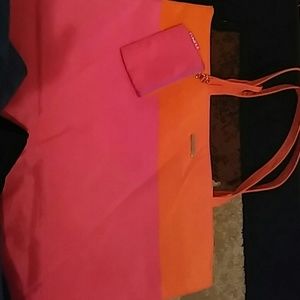 Clinque orange and pink tote bag