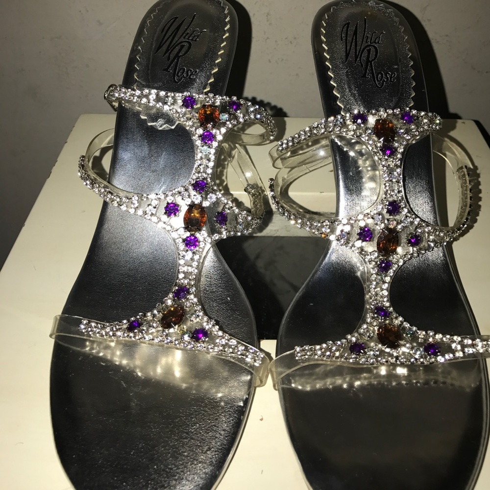 Jeweled adorned Wild Rose heels