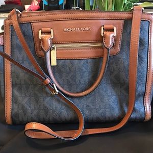 Michael Kors purse brown and black leather.