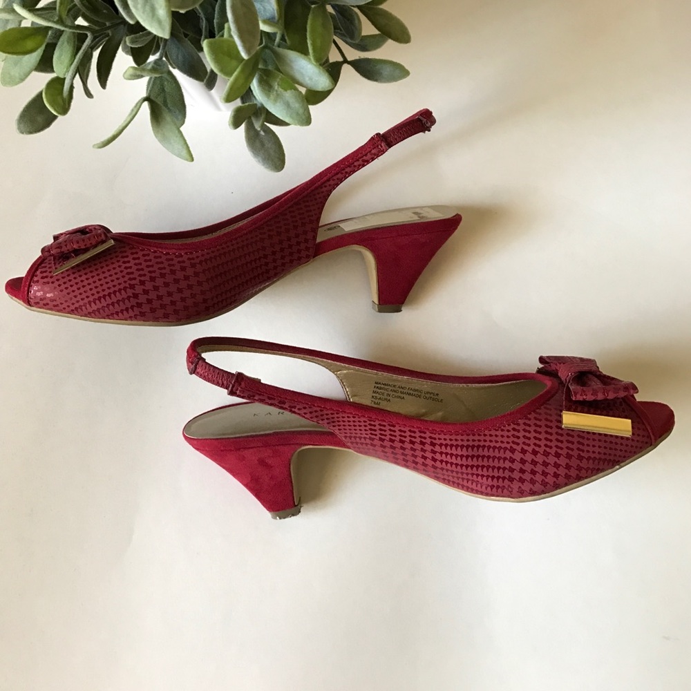 Vintage Karen Scott Red Bow Aura Pumps - Picture 2 of 3
