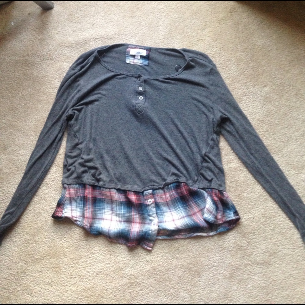 Grey Long Sleeved with Flannel Bottom