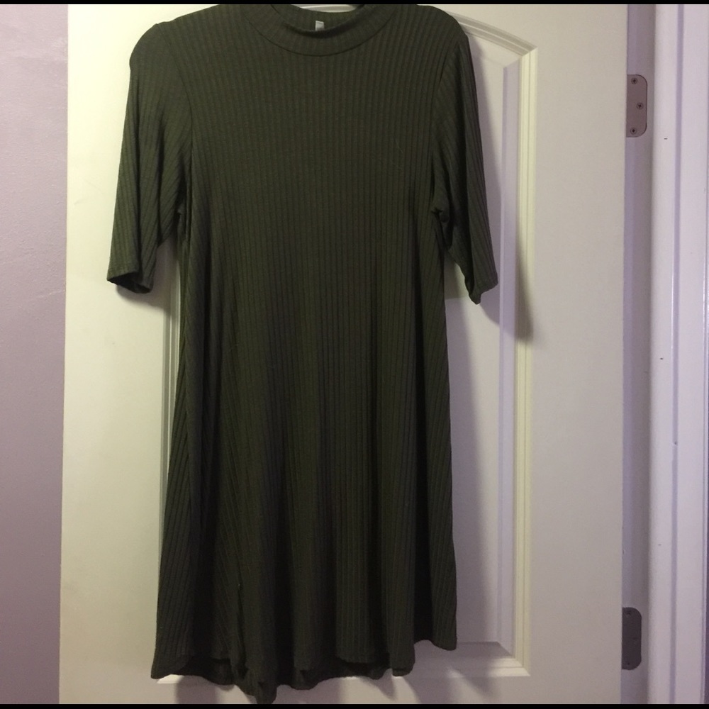 Green mock neck turtle dress