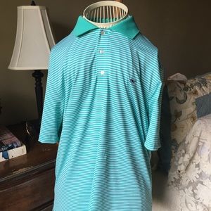 Men's Vineyard Vines Large Green-Striped Polo