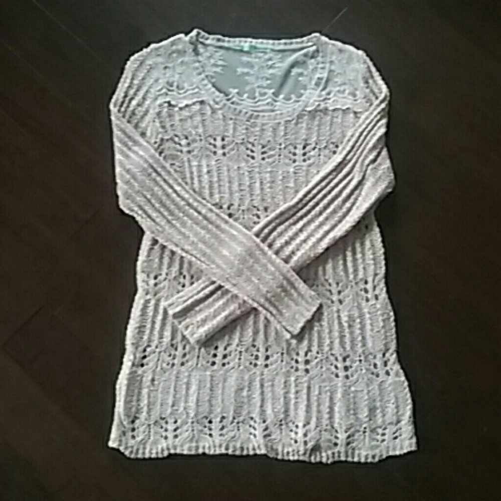 murices light pink crochet and lace sweater