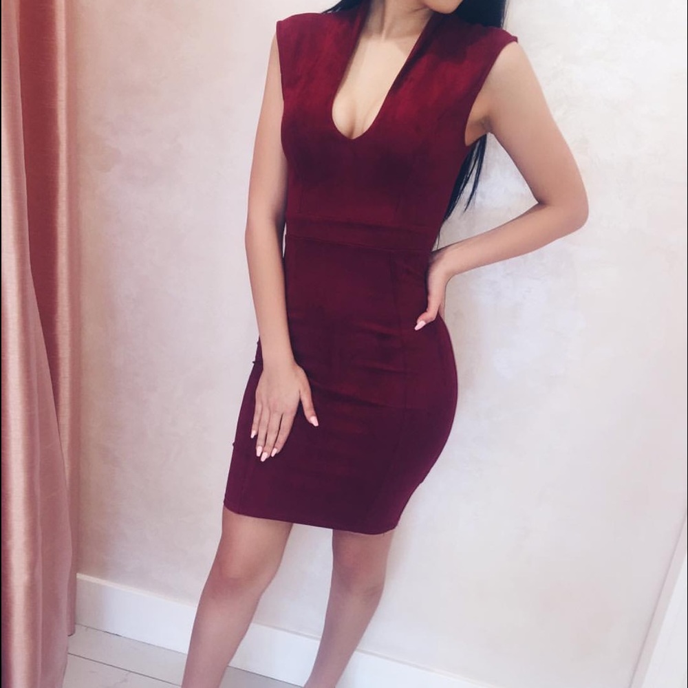 Ruby Red Suede Dress