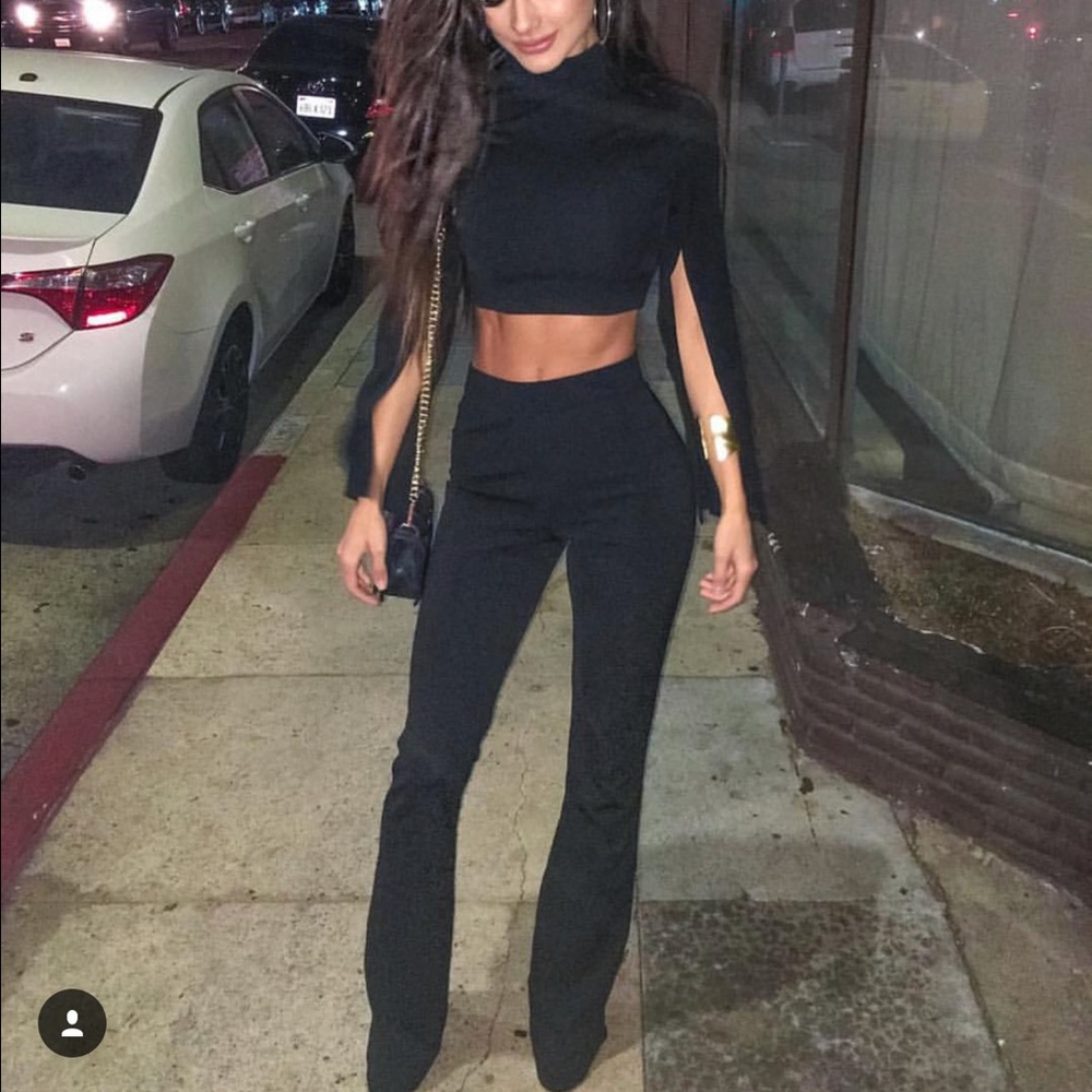 Black Pants & crop top suit