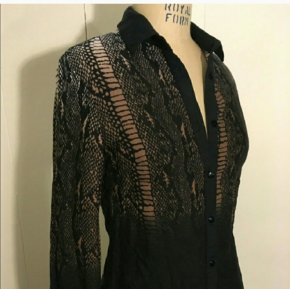 Snake Print Ombre/Fade Button Down Blouse