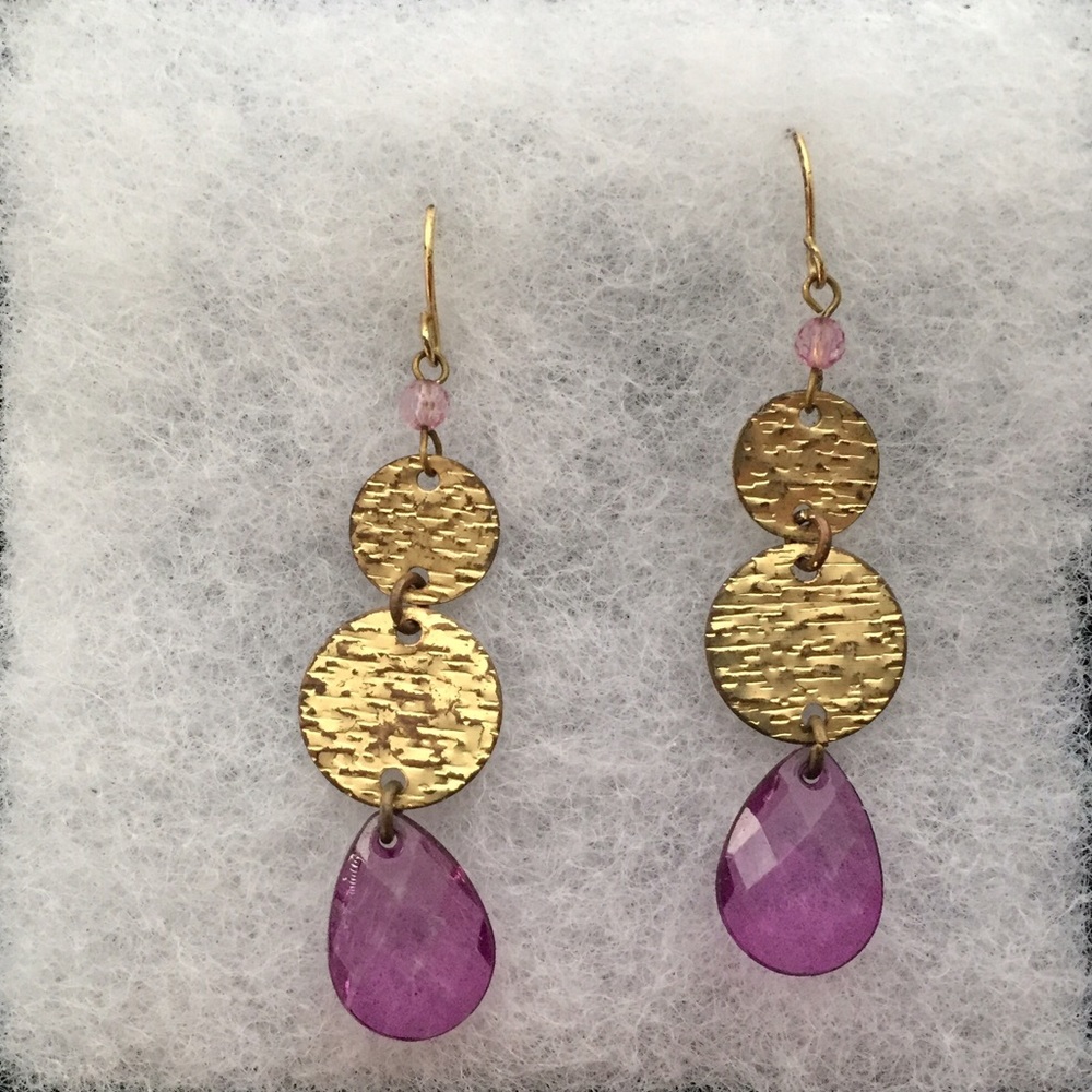 Modern purple crystal drop earrings