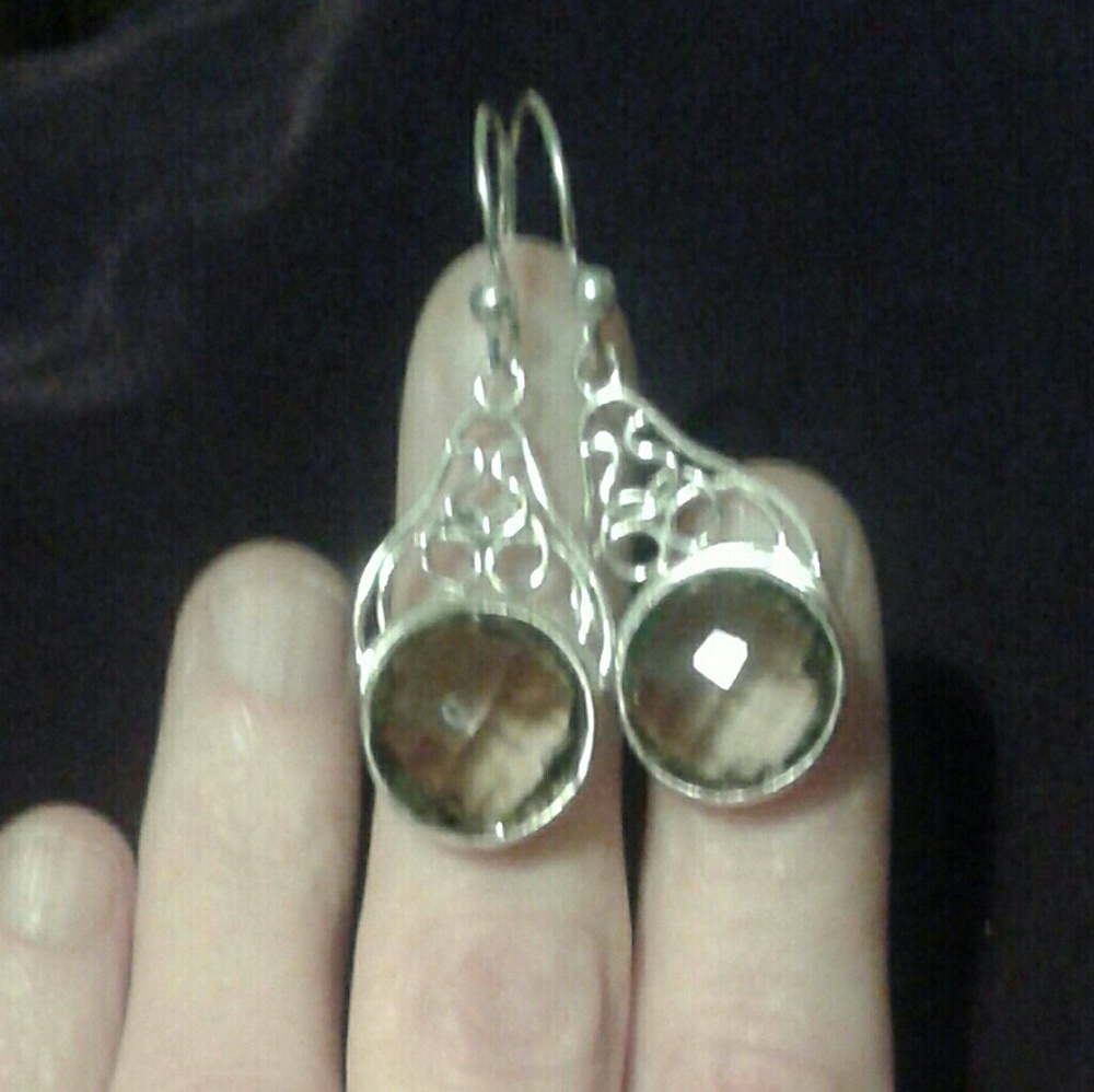New Artisan Smoky Topaz Glass Solid 925S Er