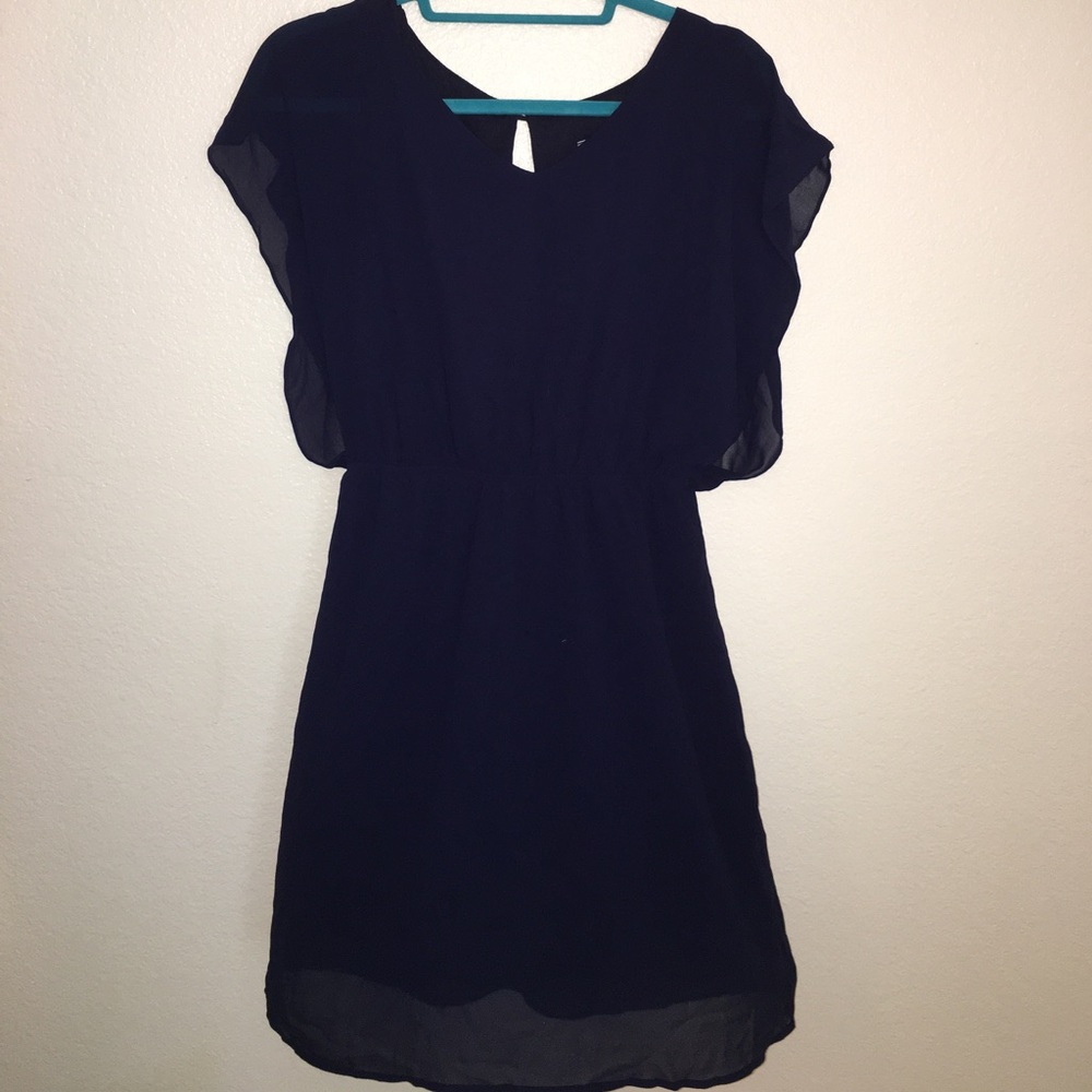 Navy Blue Chiffon Dress
