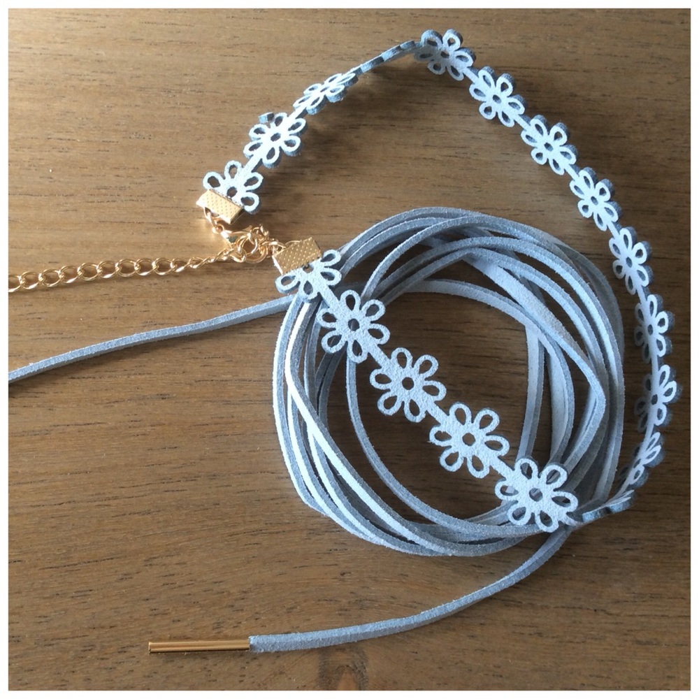 Baby Blue Suede Choker - Picture 2 of 3
