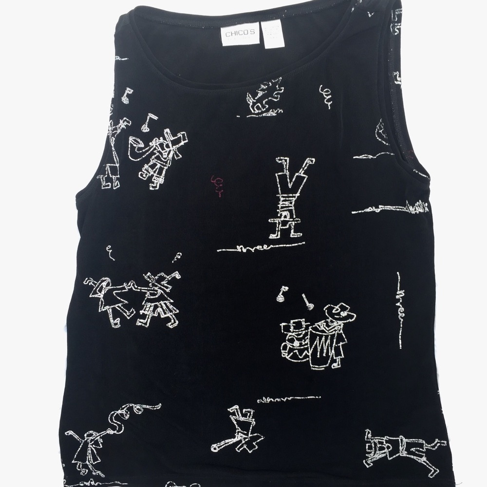 Chico's Travelers Black Scoop Neck Tank Top Size 2