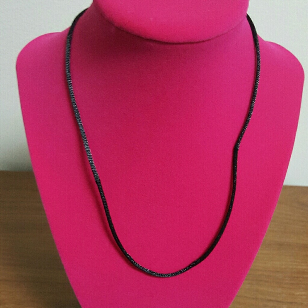 18" black satiny cord necklace with 2" extender