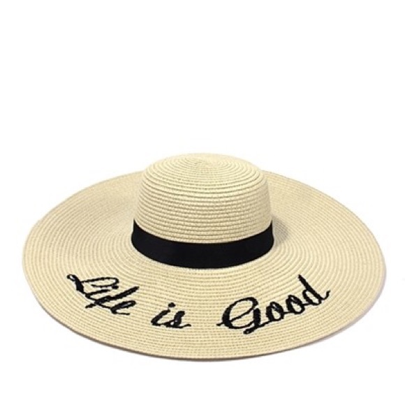 "Life is good" Floppy Beach Hat - Picture 3 of 3