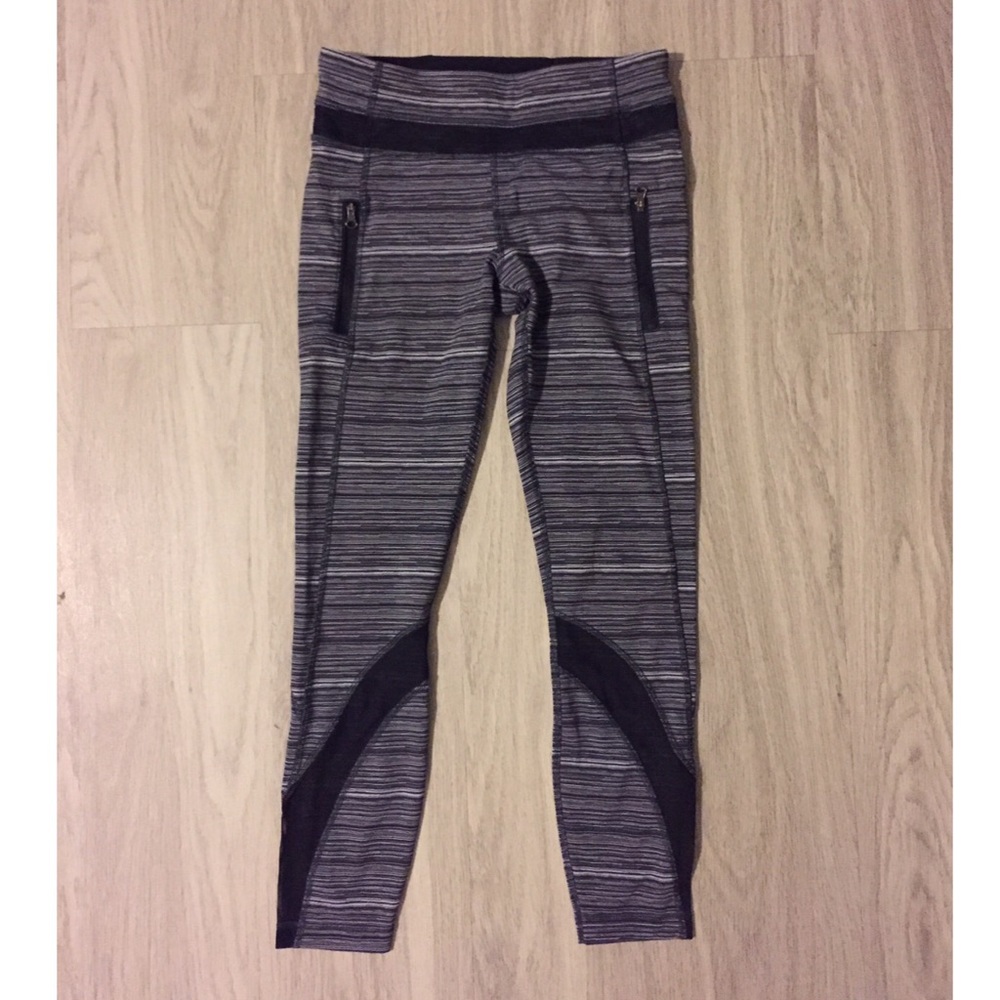 Lululemon black and white striped inspire crop
