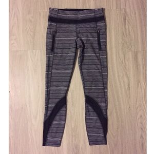 Lululemon black and white striped inspire crop