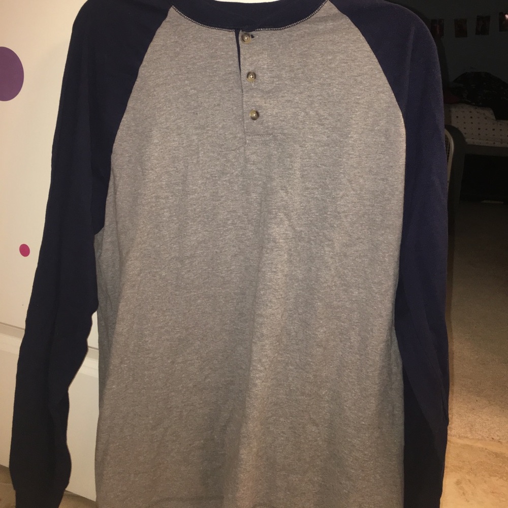 Blue and grey baseball tee unisex