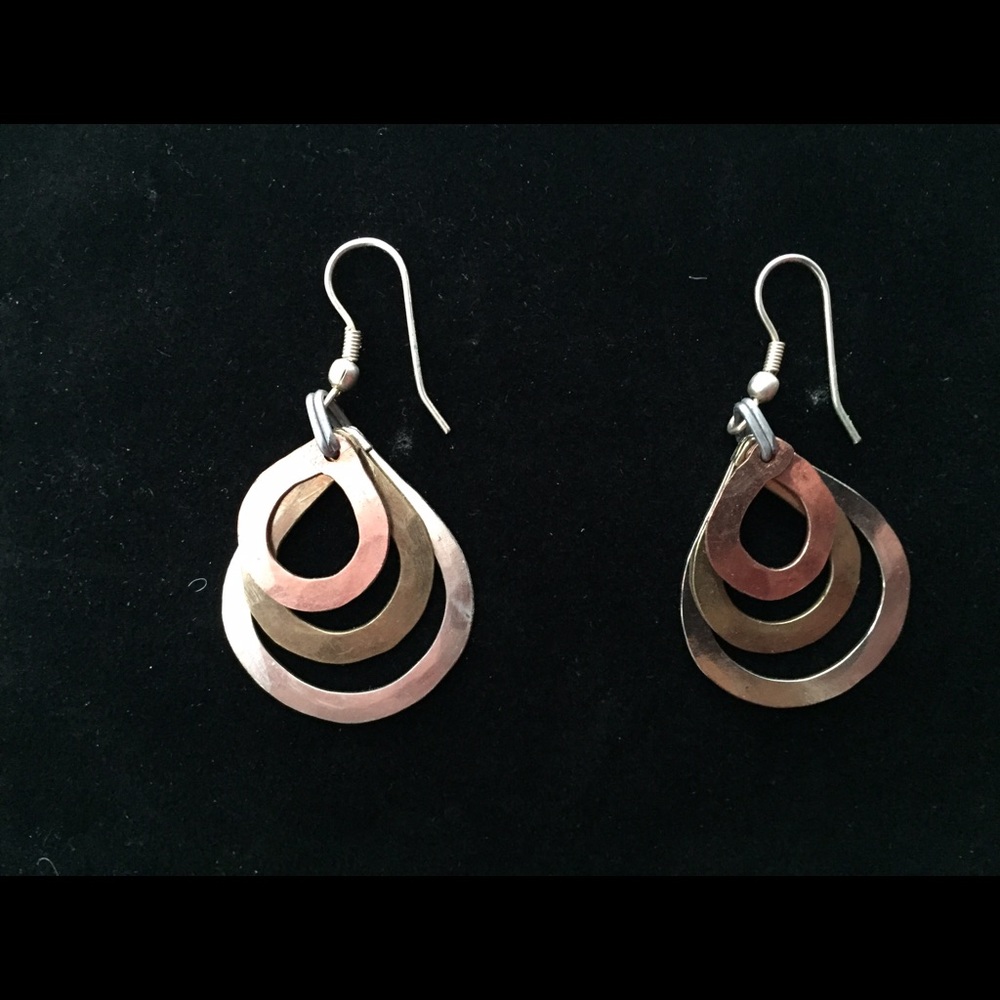 Handmade multi metal hoop earrings