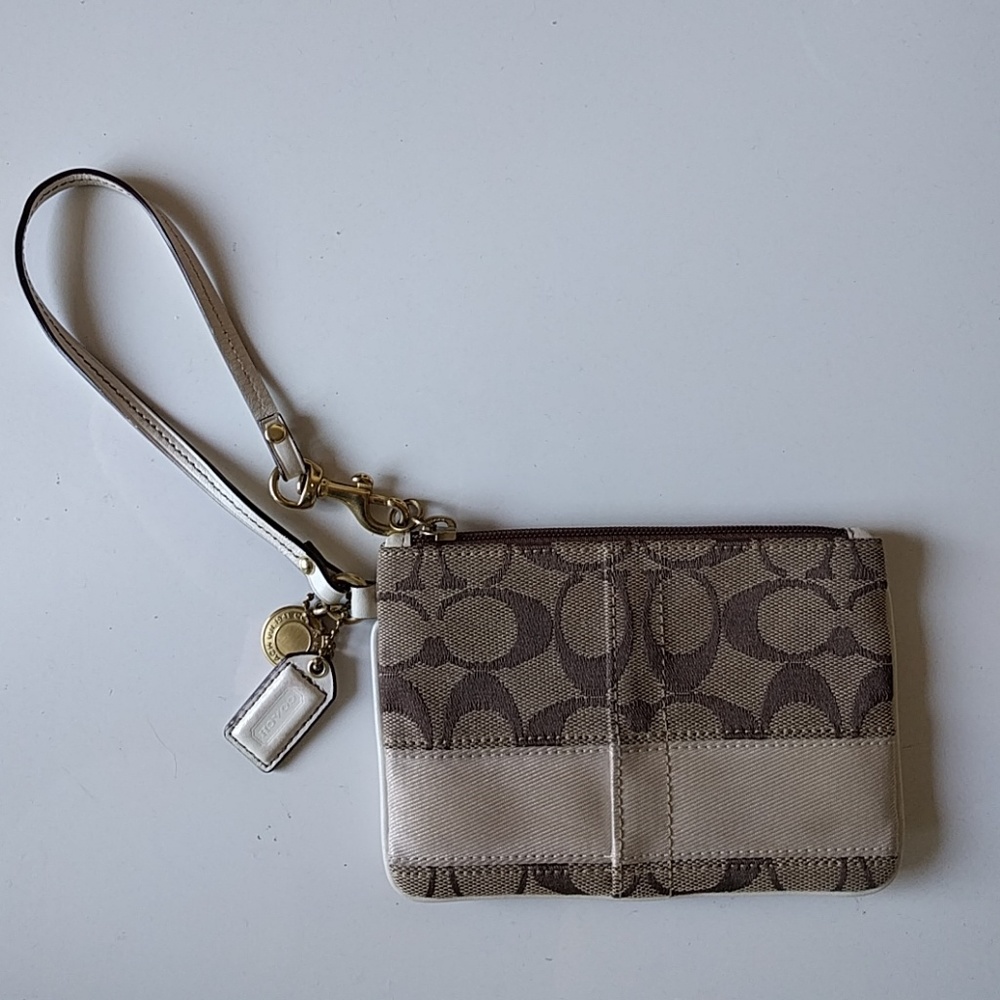 Brown classic coach wristlet
