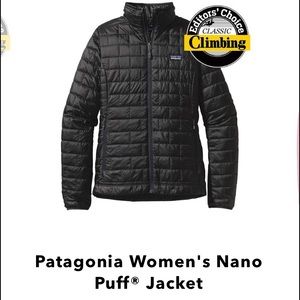 Black Patagonia puff jacket :)