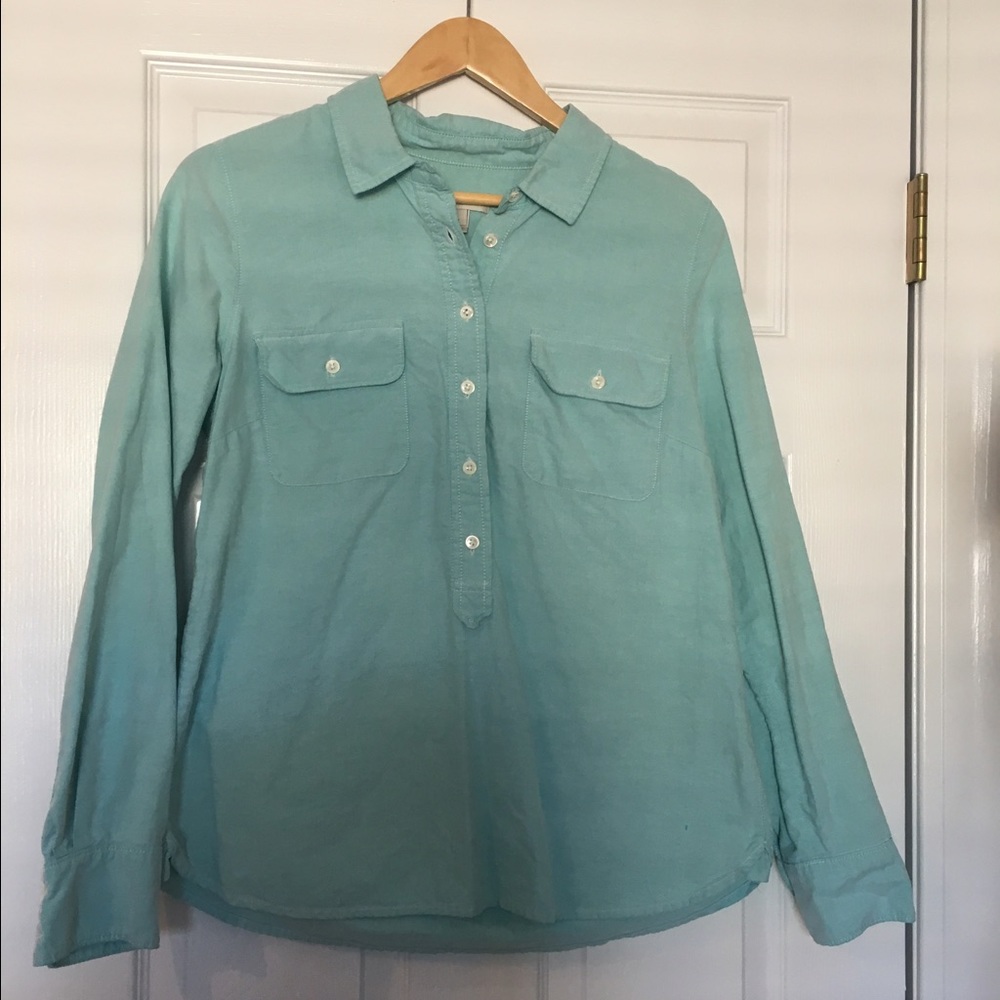J. Crew Teal 1/2 Button Down