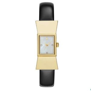 Kate Spade 'Carlyle' Crystal Black Leather Watch