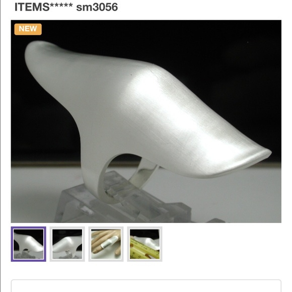 18k White GP 2 1/8" wide Ring size 7 - Picture 2 of 4