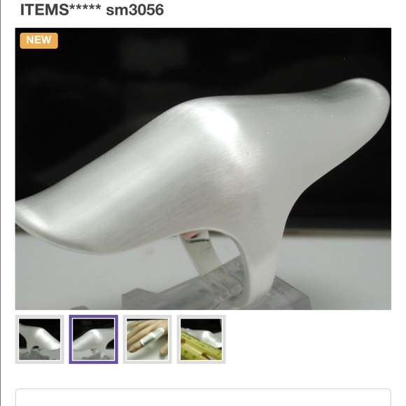 18k White GP 2 1/8" wide Ring size 7 - Picture 3 of 4