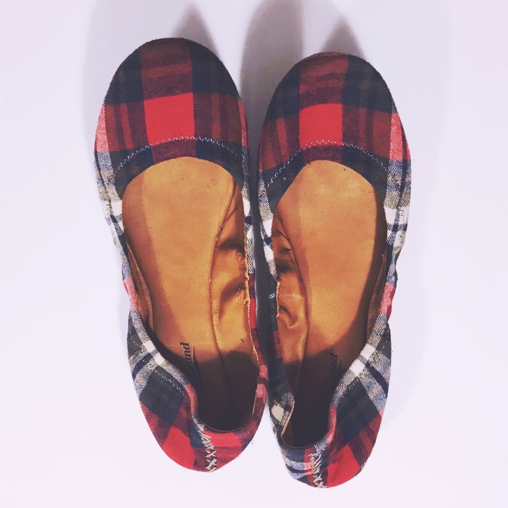 Lucky Brand Ballet Flats (Red Plaid) Fabric/Canvas