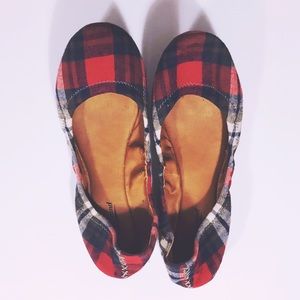 Lucky Brand Ballet Flats (Red Plaid) Fabric/Canvas