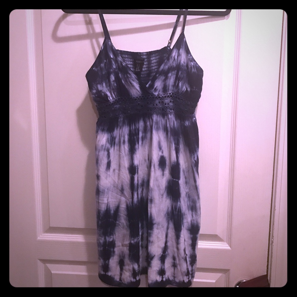 Forever 21 Tie Dye Sundress Dress Blue & White
