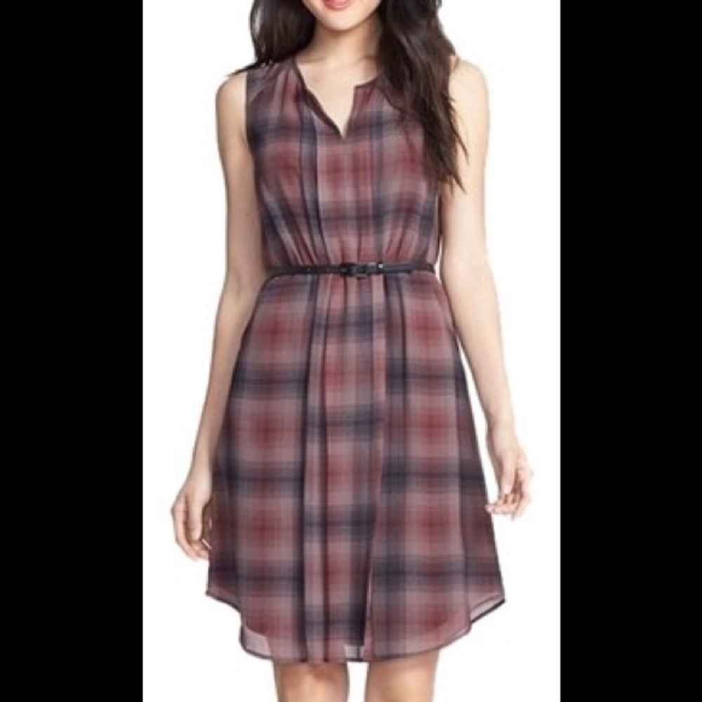 halogen pleated plaid dress