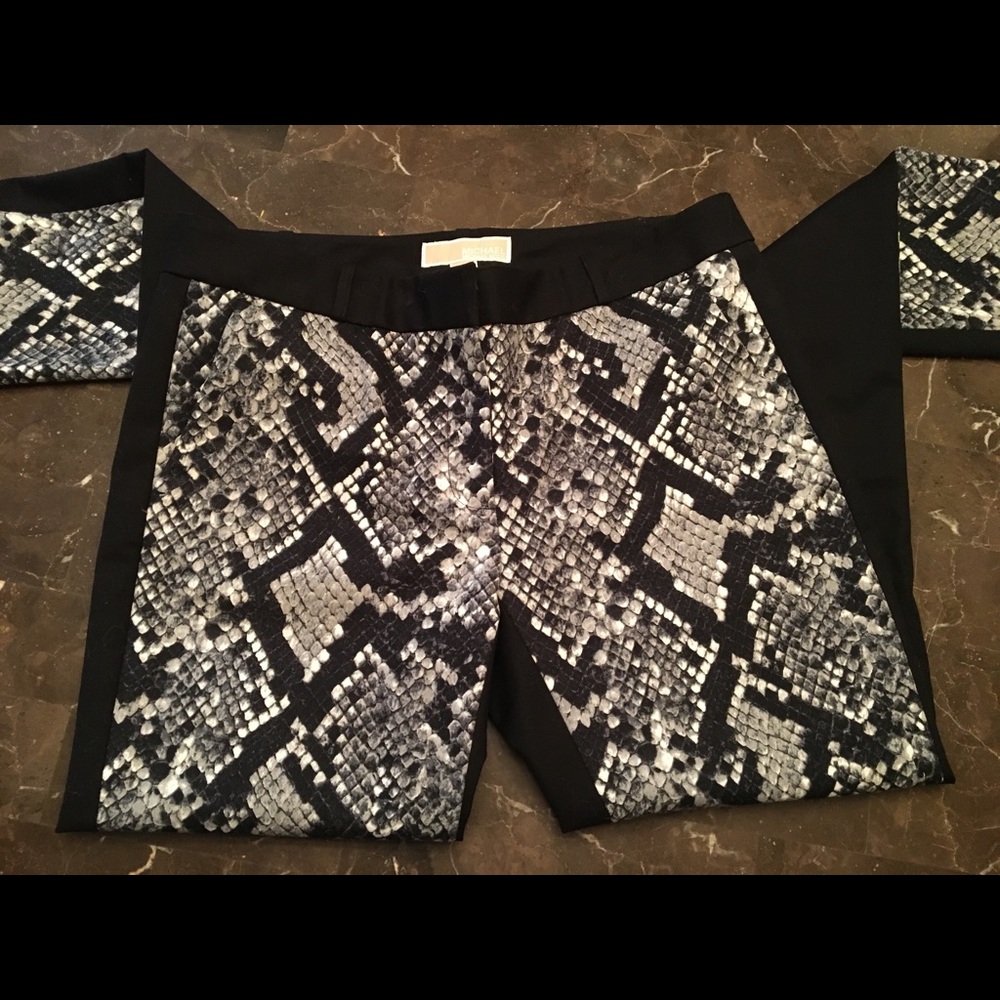 Michael Kors snake skin and black printed pants