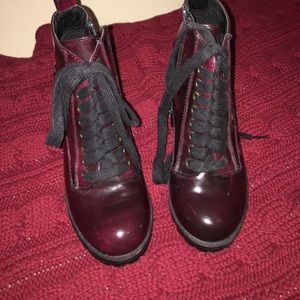 Sexy maroon heeled boots