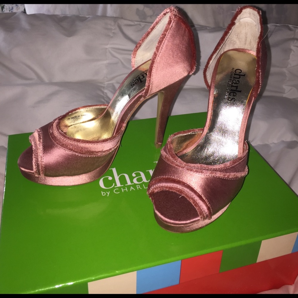 Charles David - Rose colored Satin peep toe heels