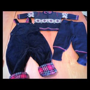 Hanna Andersson Nordic Sweater Velvet overalls 90