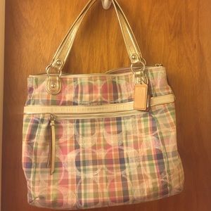 Coach multi-colored zipper tote.