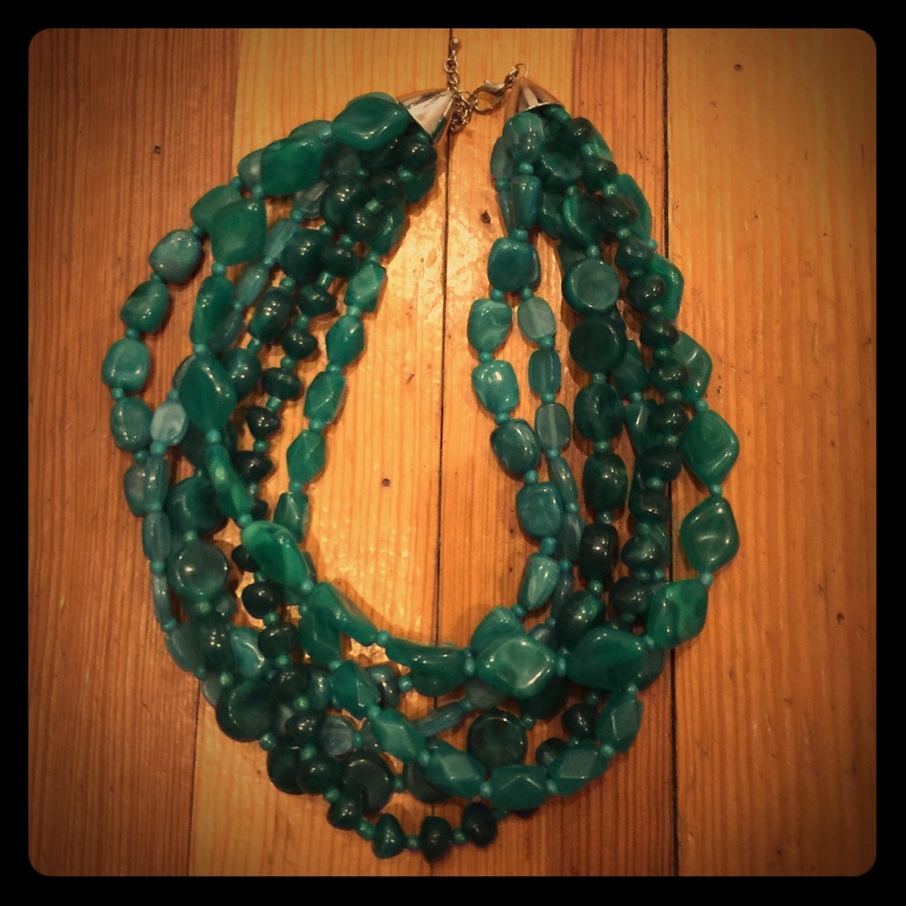 Chunky aqua colored necklace