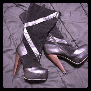 Black Boots with Brown Heel