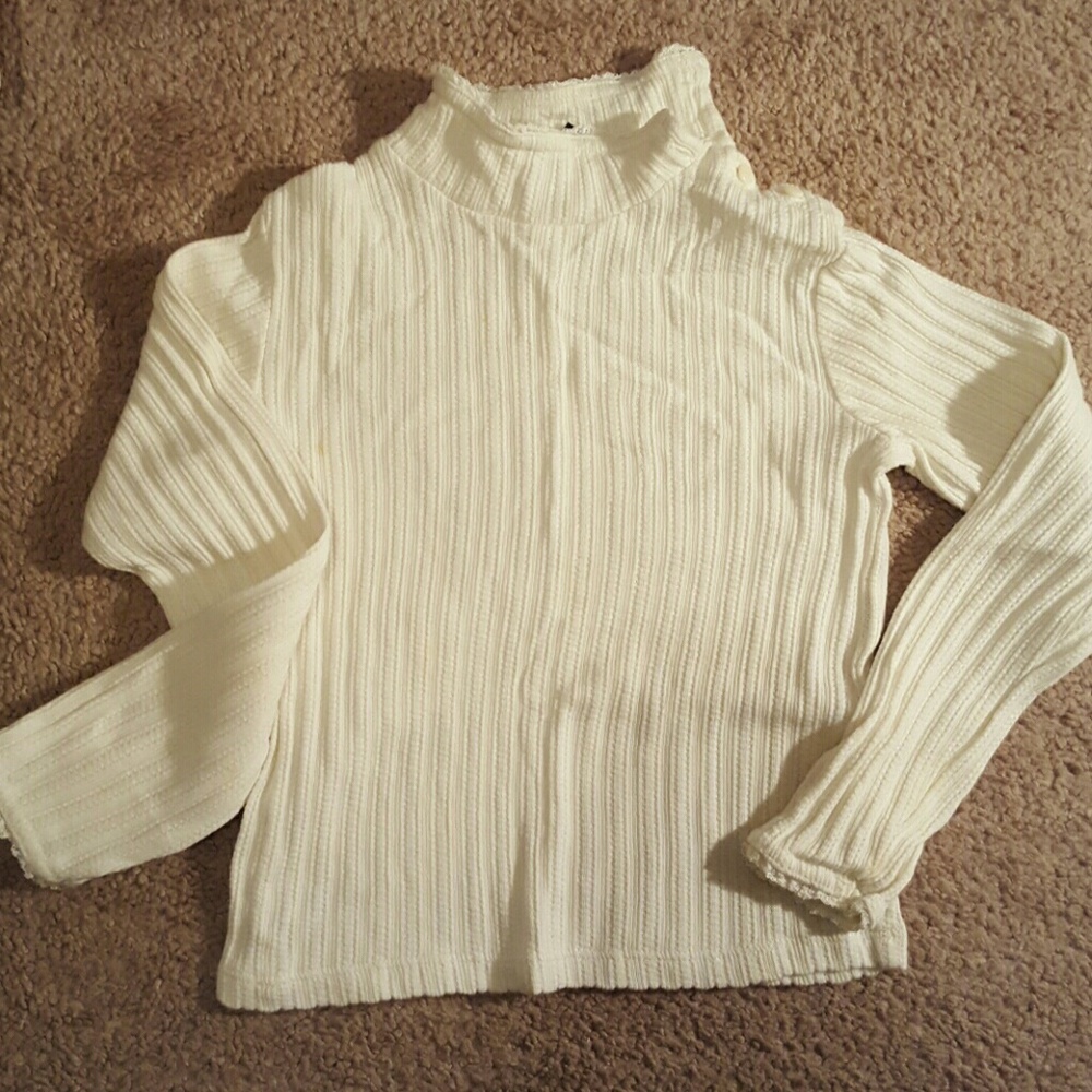 Ralph Lauren Girl's White Ribbed L/S Shirt