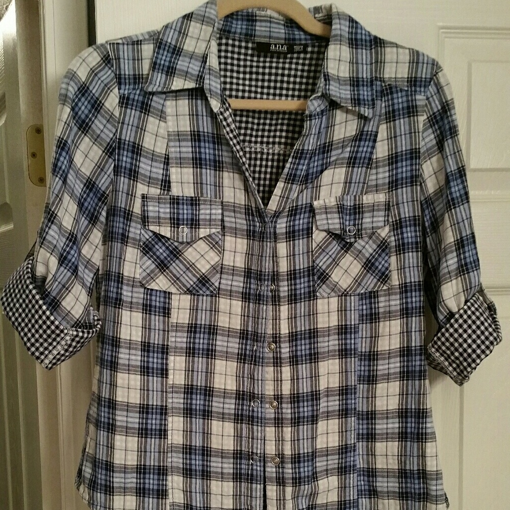 Beautiful blue and white button down shirt.