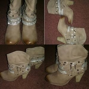 Blinged-out ankle boots